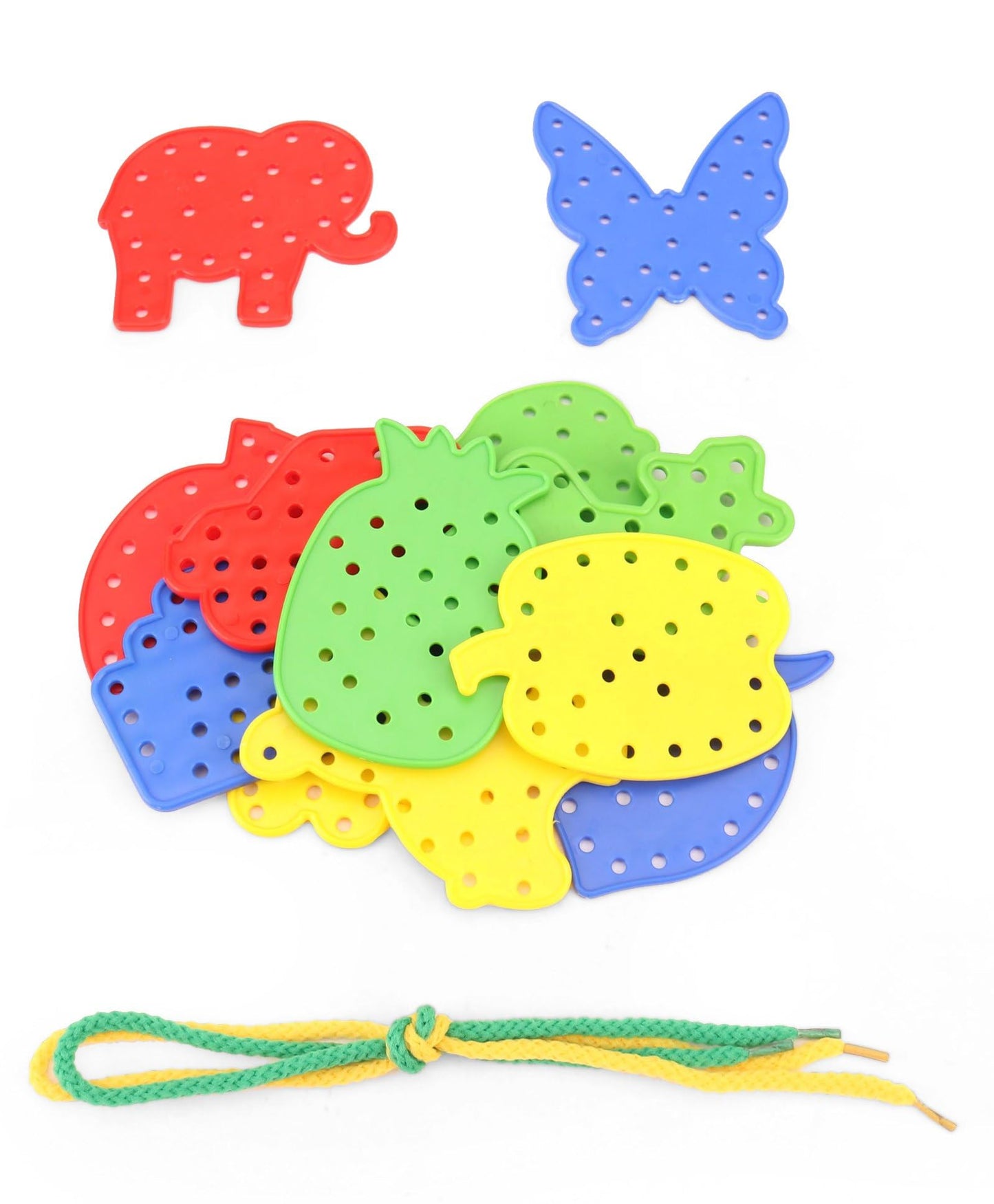 Intra Kids MultiShape Lacing Cards Set  Educational Threading Toy For Kids With Animals More (10Pcs)