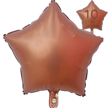 Chocolate Brown Star Balloons 18 Inch, 10 Pcs Chocolate Star Shaped Mylar Helium Foil Metallic Balloon For Birthday Party Decora