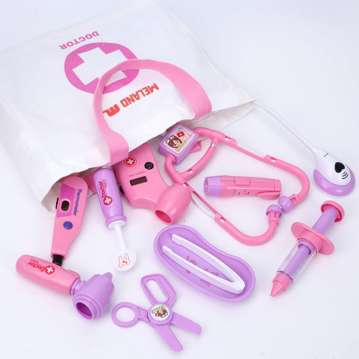 Meland Toy Doctor Kit for Girls - Pretend Play Set with Stethoscope, Dog Toy & Costume - Ideal Gift for Kids Ages 3-6