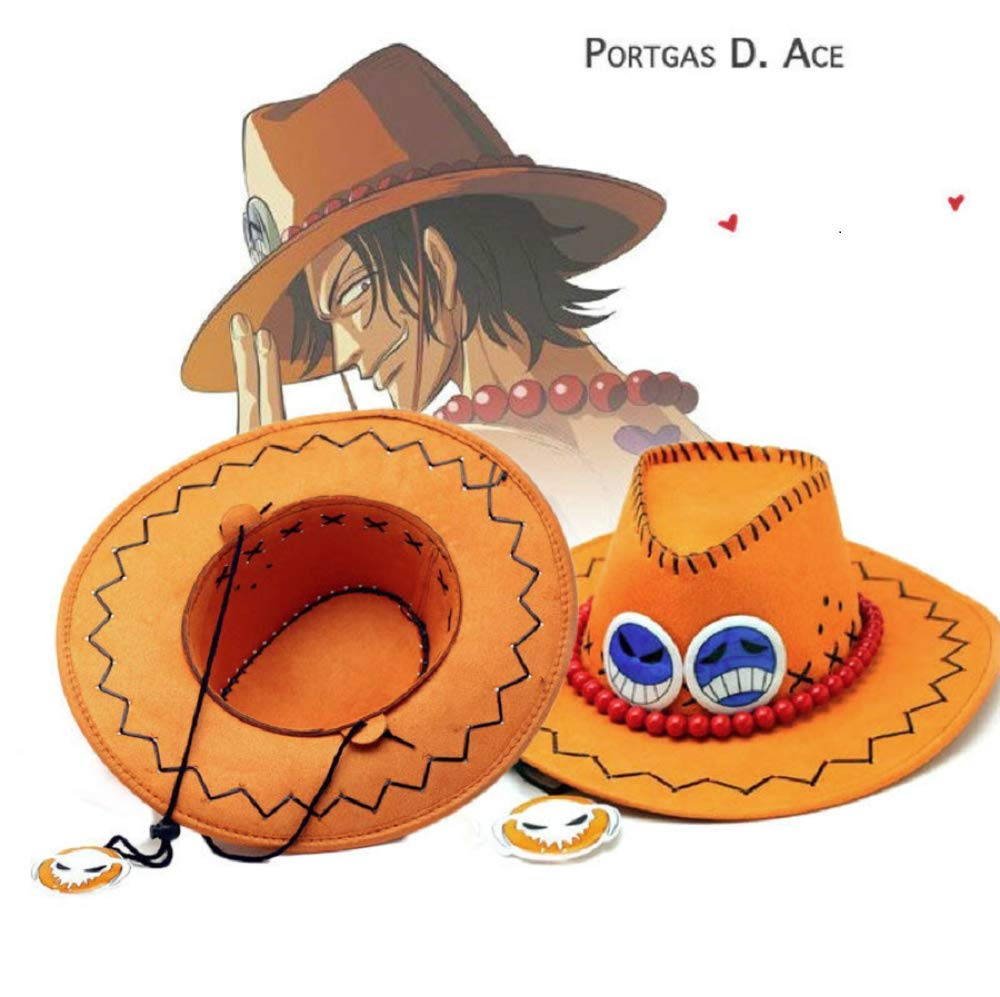 GK-O Portgas D Ace Cowboy Hat Costume Hats White Weard Pirates Regiment Ace Cosplay Fashion