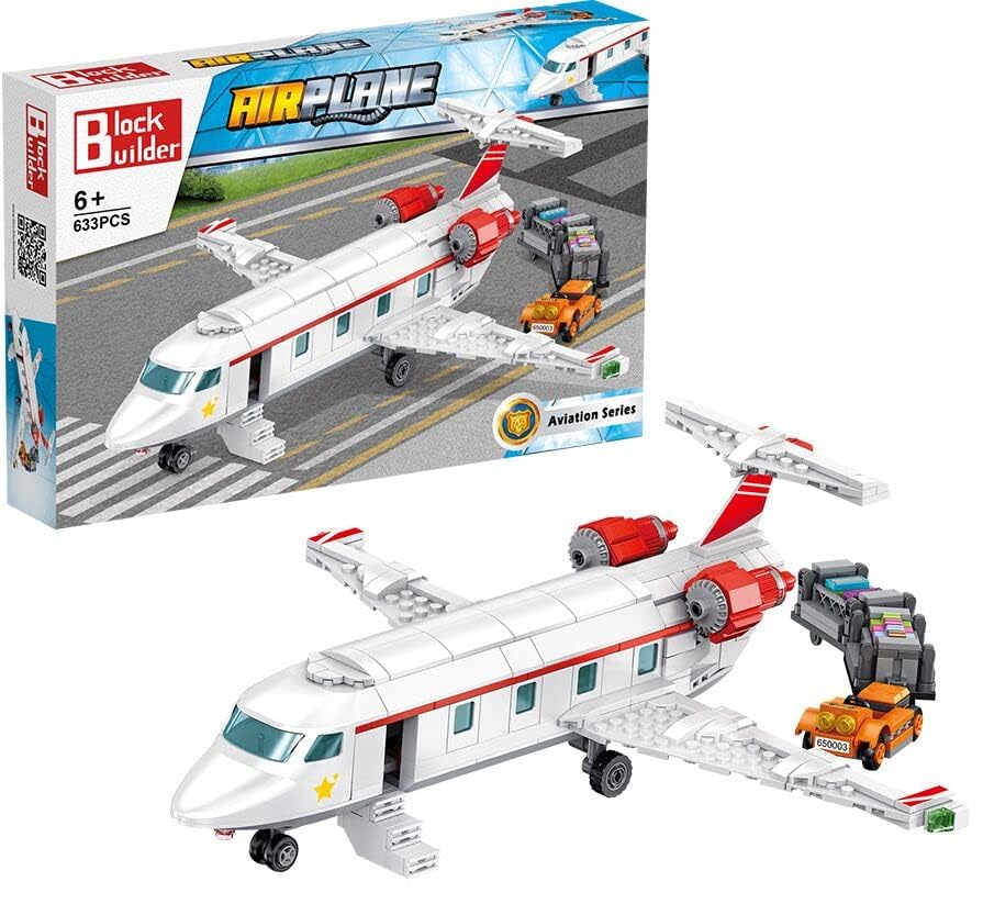 Block Builder Airplane Building Block Set (633 Pieces). Aviation Series Building Blocks For Kids And Adults