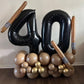 Paticool 40 Inch Black Number Balloon 0, Large Number Foil Mylar Balloons For Birthday Party Celebration Decorations Supplies, D