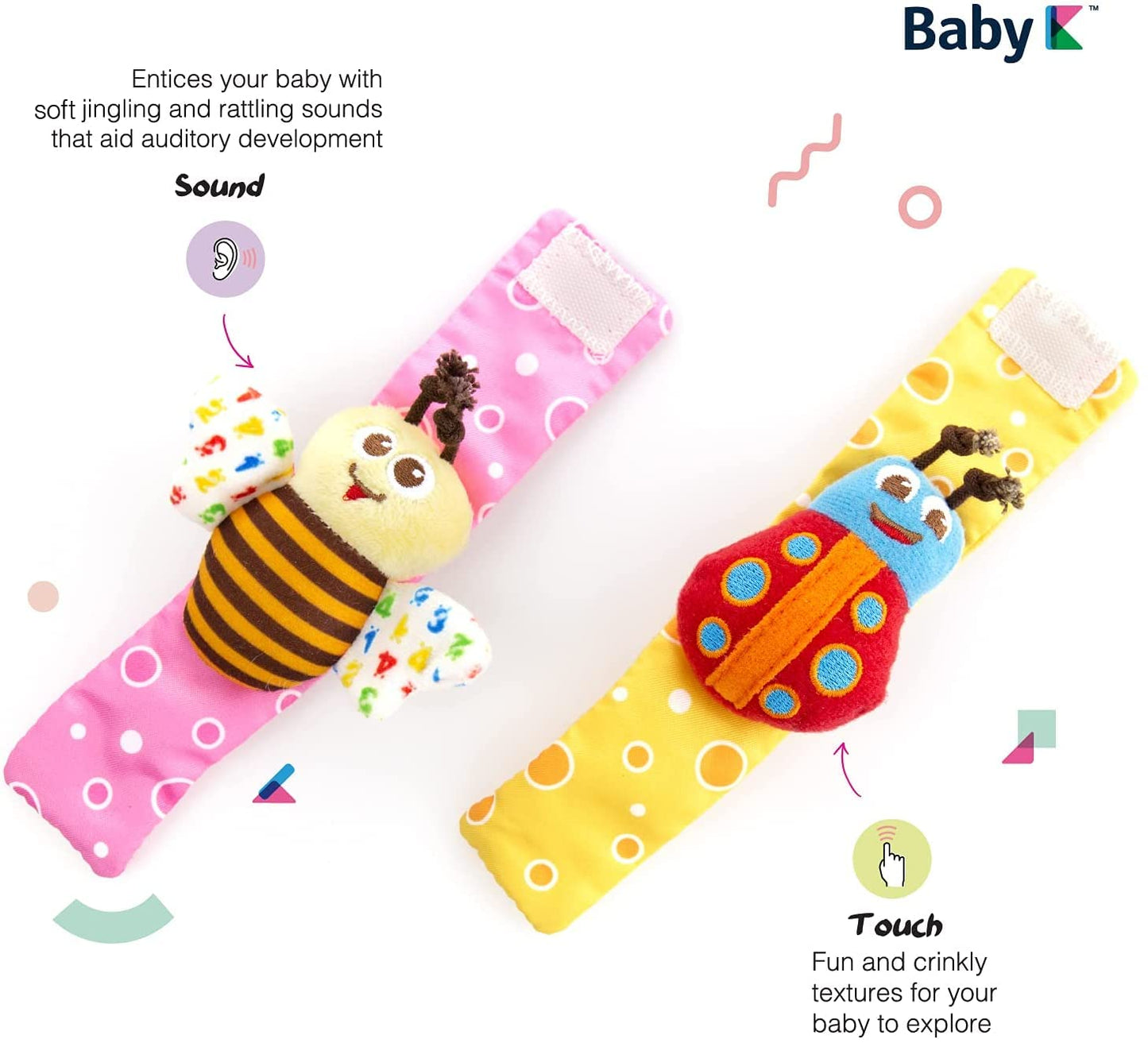 Baby K Baby Rattle Socks For Girls & Boys (Set B) - Baby Toys 6-12 Months - Baby Wrist Rattles And Foot Rattles - Baby Toys For