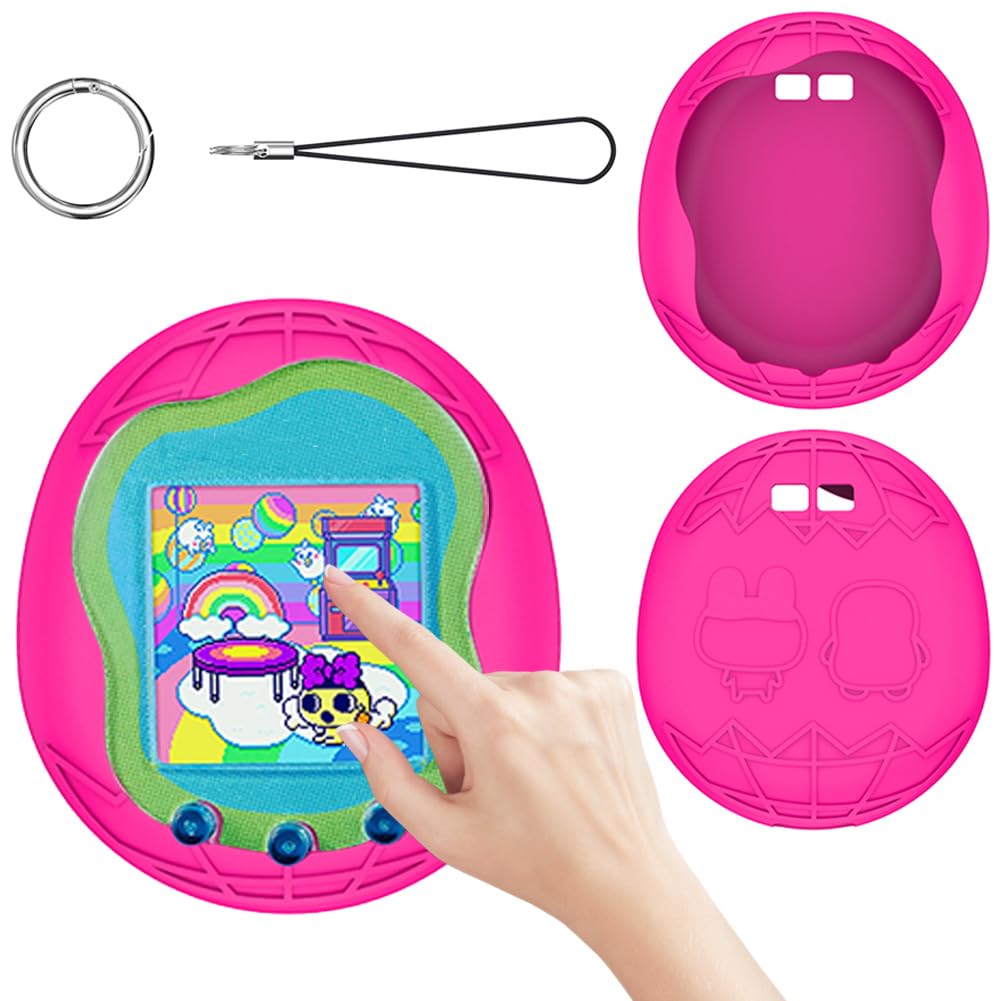 Azuraokey Silicone Case Replacement Compatible With Tamagotchi Uni, Anti-Drop Soft Cover For Tamagotchi Uni Accessories Case With Finger Lanyard (Bag Only