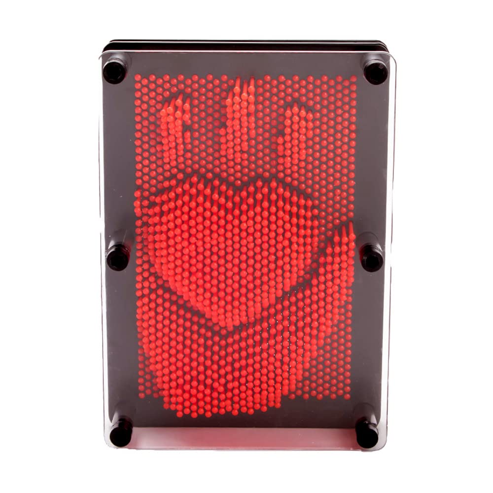 Sharkwill 3D Pin Art Intellectual Fun Toy Red Plastic Pin Art Palm Board Push Pin Toy (Red-6 X 8 Inches)
