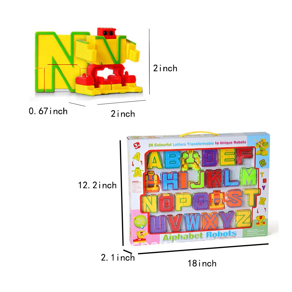 Odowalker Alphabet Robot Action Figures 26 Pieces 2'' Letters Alpha Bots Educational Abc Preschool Learning Stem Montessori Clas