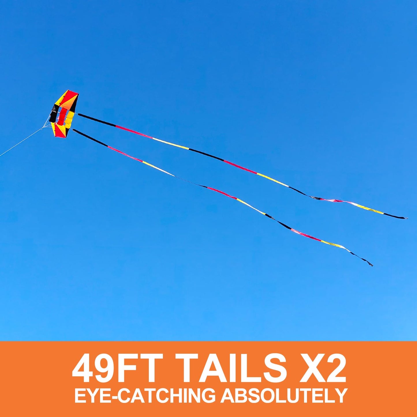 Beach Kites For Adults Large With Long Tail, 98 Inches Super Easy Flyer 3D Rainbow Box Kites, Comes With Two 49 Feet Multi Color