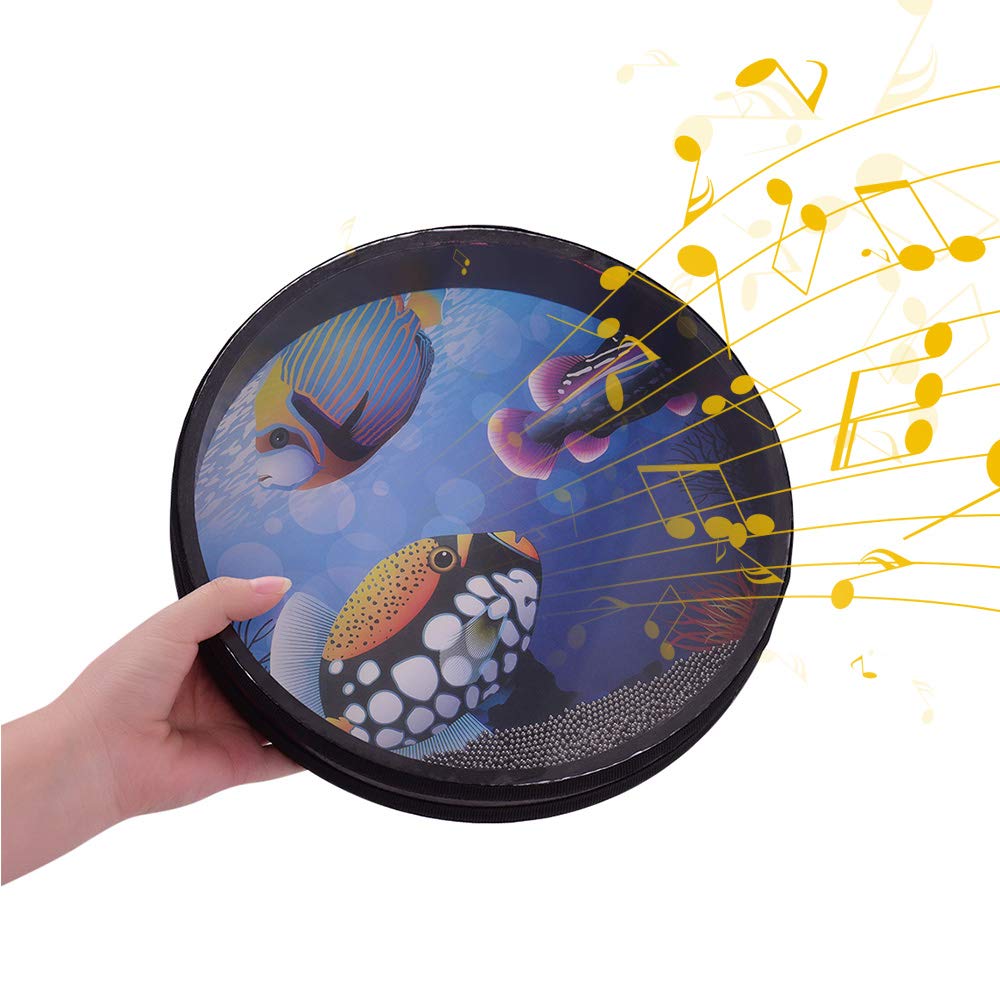 Excluzo 10Inch Solid Wooden Ocean Drum Sea Wave Drum Frame Drum Gentle Sea Wave Sound Musical Toy Bla