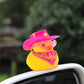 wonuu Car Dashboard Decorations Pink Cowboy Hat Rubber Ducks, Rubber Ducky for Car Ornament Cute Duck with Hat, Glasses, Necklac