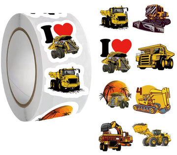 500 Pieces(8 Patterns)Heavy Truck Engineering Vehicle Stickers Colorful Fashion Graffiti Rolls Self Adhesive Seals For Kids Girl