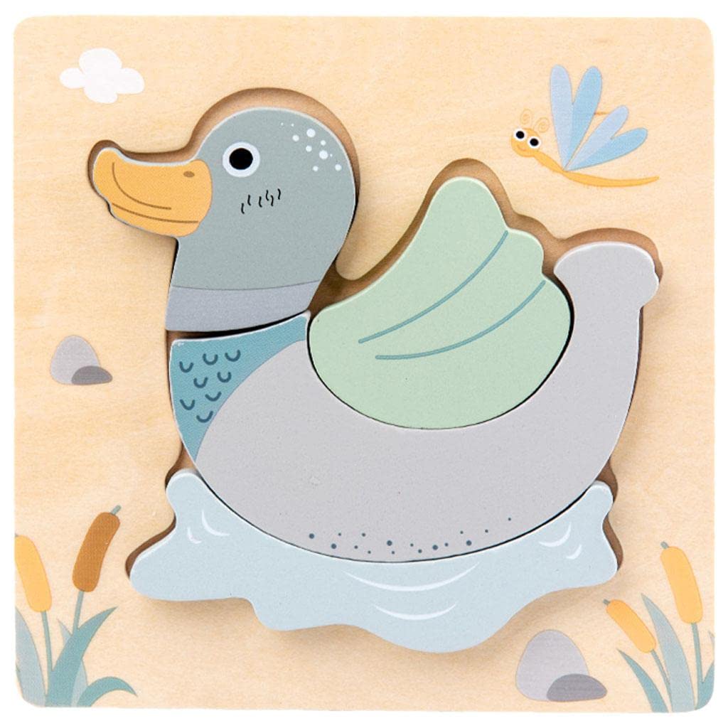 ATORSE Wooden Animal Puzzle Building Block Jigsaw Educational Toys PreSchool Gift Duckling