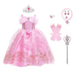 Princess Aurora Costume for Girls Birthday Party Outfit Halloween Cosplay Dress up with Accessories for 7-8