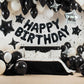 Toniful 35Pcs Black Happy Birthday Decorations Kit 16 Inch Happy Birthday Balloon Banner With Star Balloons Mylar Foil Birthday