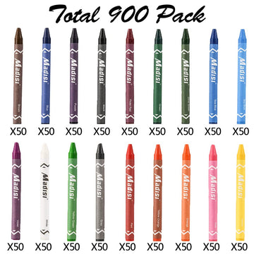 Madisi Crayon Bulk pack, Regular Size, 18 Colors, 900 Count
