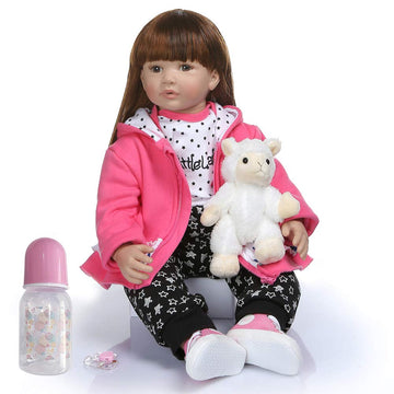 Icradle Realistic Looking 24Inch 60Cm Reborn Toddler Fridolin Soft Silicone Bebe Doll Reborn Princess Long Hair Doll Toy For Ages 3+ (Twin)