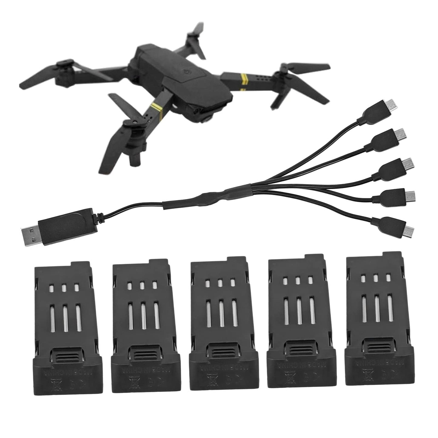 Drone Battery and Charger Cable Combo Set, 3.7V 1200mAH Lithium Battery with 5 in 1 Charger Cable for E58 L800 JY019 RC Quadcopt