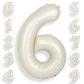 Suwen Cream White 40 Inch Number Balloon 6, Safe Material, Jumbo Mylar Birthday Party Decorations For Boy Or Girl Anniversary Pa