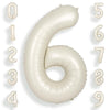 Suwen Cream White 40 Inch Number Balloon 6, Safe Material, Jumbo Mylar Birthday Party Decorations For Boy Or Girl Anniversary Pa