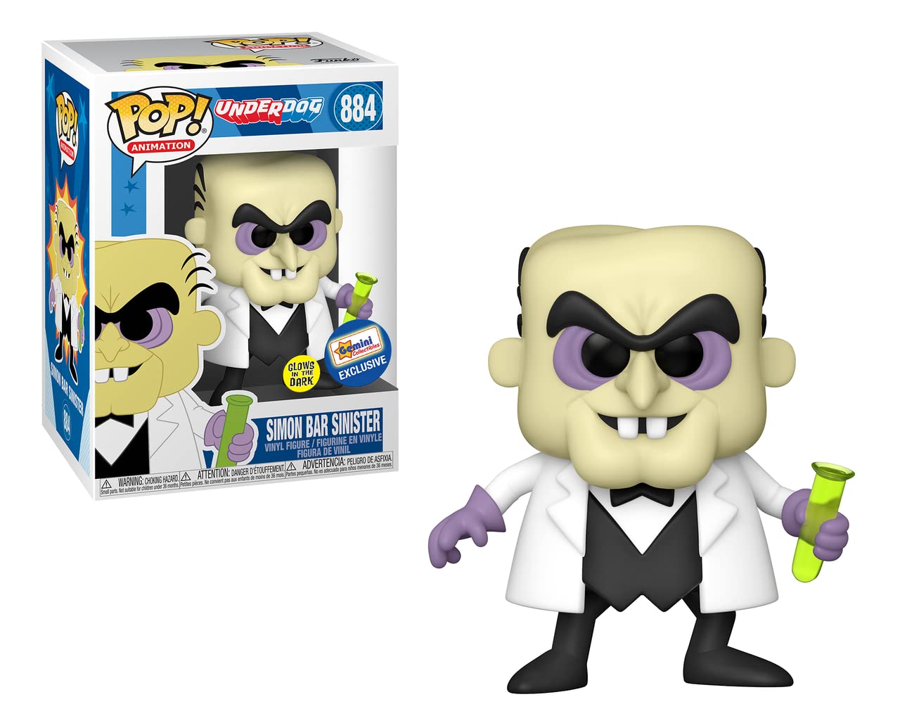 Funko Pop! Underdog - Simon Bar Sinister Glow Vinyl Figure, 10 Cm Size