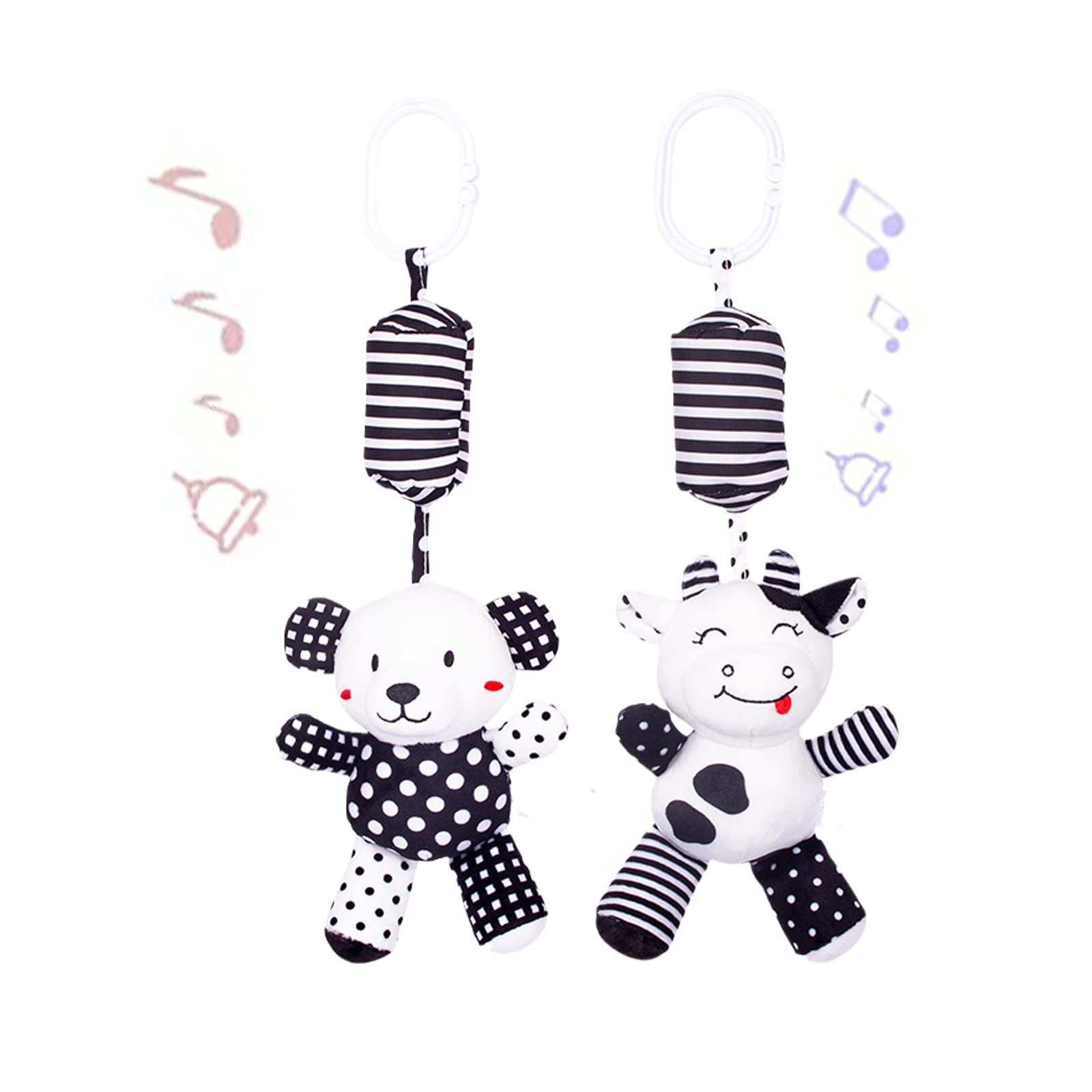 Baby Car Seat Toys, Black White Stroller Toy Stretch Baby Spiral Plush Toys, Hanging Rattle Toys For Crib Mobile, Newborn Sensor
