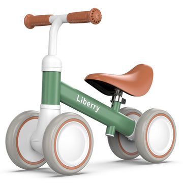 Liberry Baby Balance Bike For 1 2 3 Year Old Boys Girls, 4 Wheels Toddler Balance Bike With Adjustable Seat, Infant'S First Birthday Gift (Green)