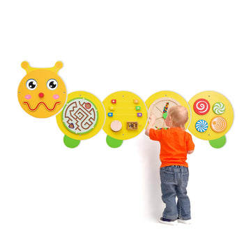Monlurd Caterpillar Montessori Busy Board,Sensory Board,Educational Toys,Activity Cube,Wall Toys,Daycare Furniture,Playroom Furn