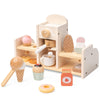 Wooden Ice Cream and Coffee Play Set for Kids, Pretend Play Toy Ice Cream Shop & Coffee Maker for Toddlers Ages 3-5, for Boys & 