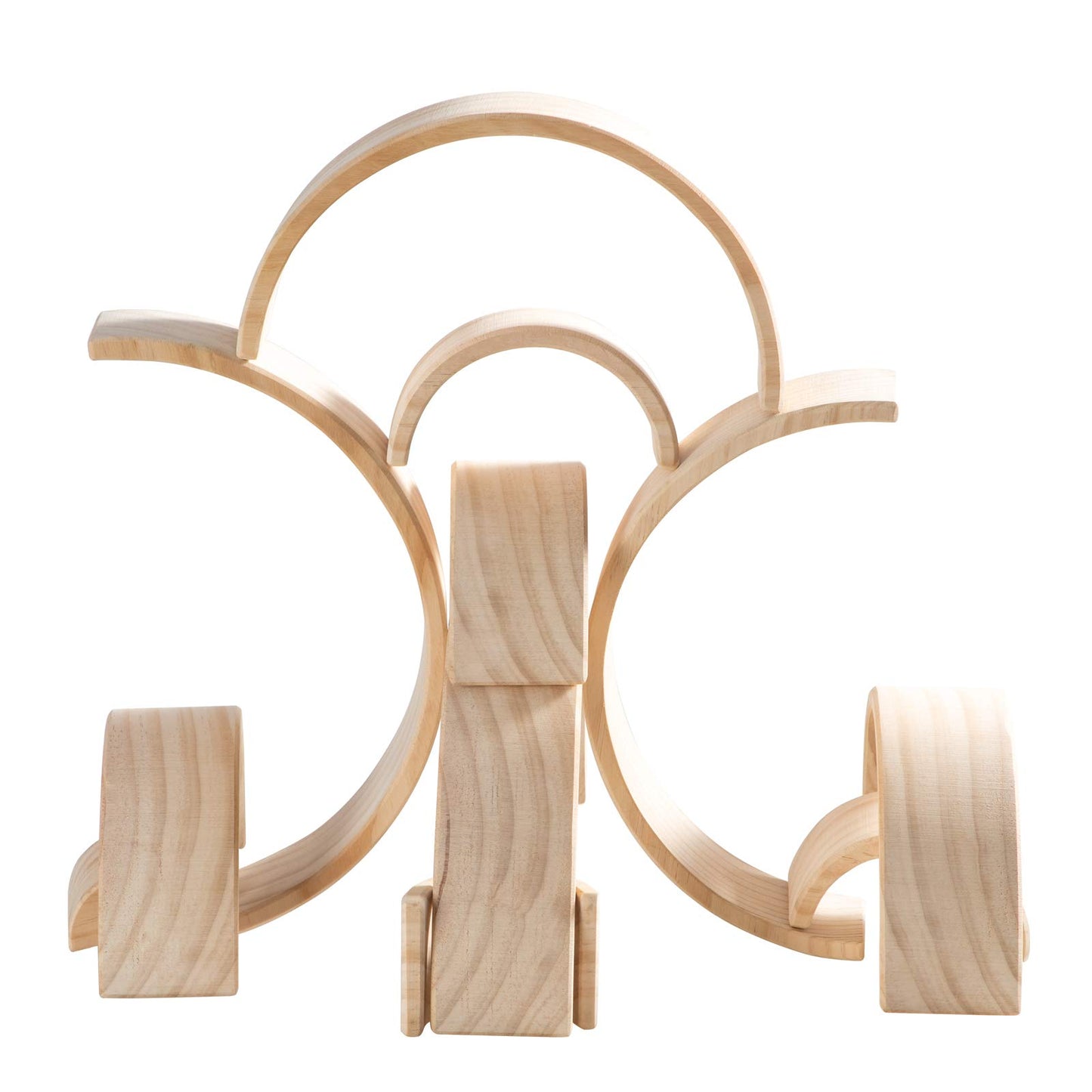 Merryheart Wooden Rainbow Stacking Toy, 12 Piece Natural Wood Rainbow Stacker, Extra Large Rainbow Stacking Toy, Nesting Puzzle