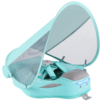 Genteaco Newest Mambobaby Baby Swim Float With Canopy Non-Inflatable Infant Pool Float With Tail 3-24 Months Avoid Flip Solid Sk