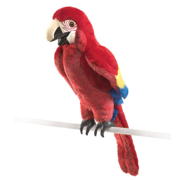 Folkmanis Scarlet Macaw Hand Puppet, Red, Blue, Yellow, Black, 1 Ea