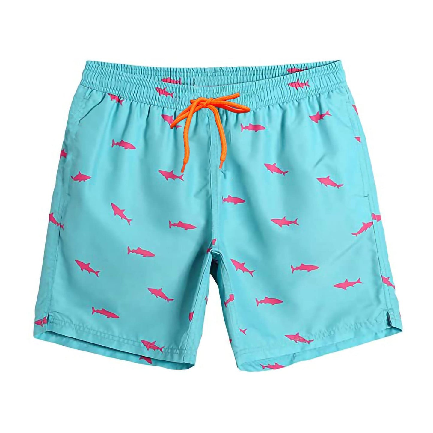 Emosua Men'S Pink Dissolving Swim Trunks - Large, Graphic Print Bird Theme - Party Gift For Bros - 100% Polyester, Mid Rise, Adjustable Drawstring - Machine Wash