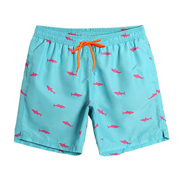 Emosua Men'S Pink Dissolving Swim Trunks - Large, Graphic Print Bird Theme - Party Gift For Bros - 100% Polyester, Mid Rise, Adjustable Drawstring - Machine Wash