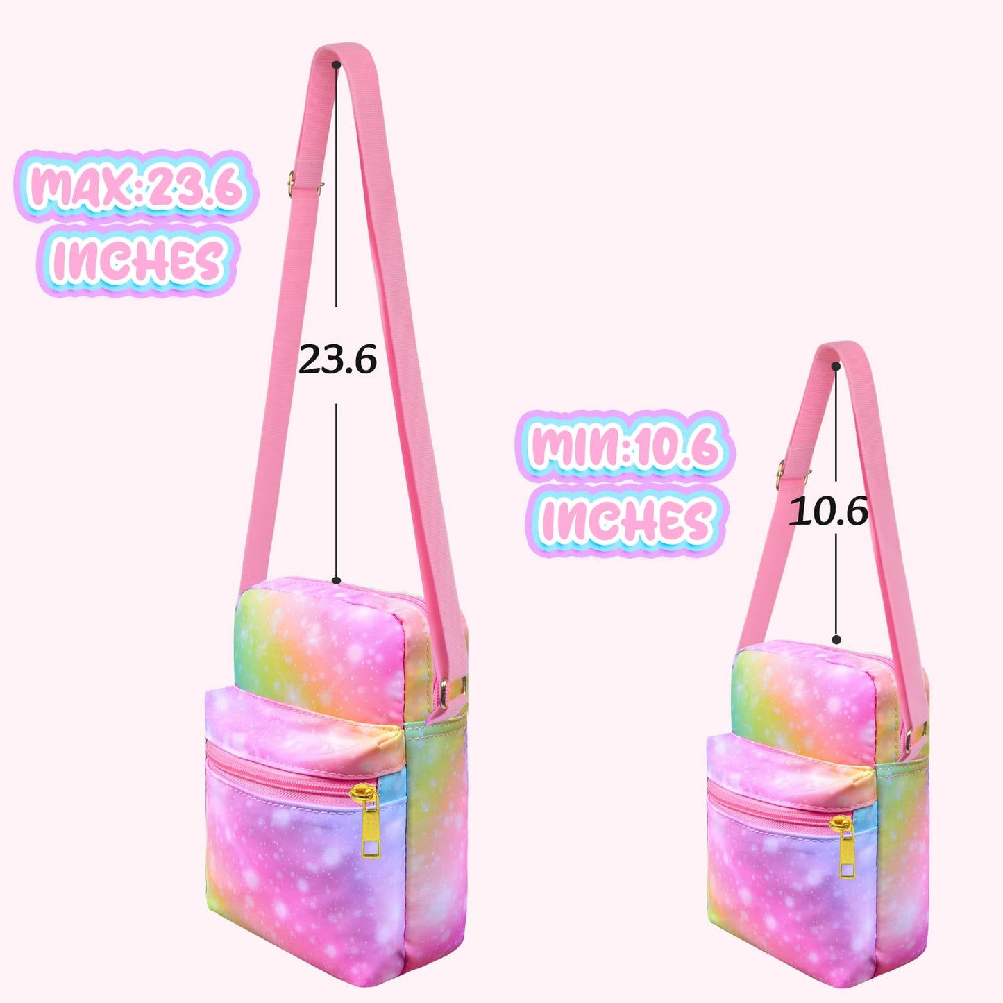 Girls Crossbody Purses For Kids Age 4-12 Purse For Little Girl Small Messenger Bag Cute Shoulder Bag Christmas Gifts Rainbow Pur