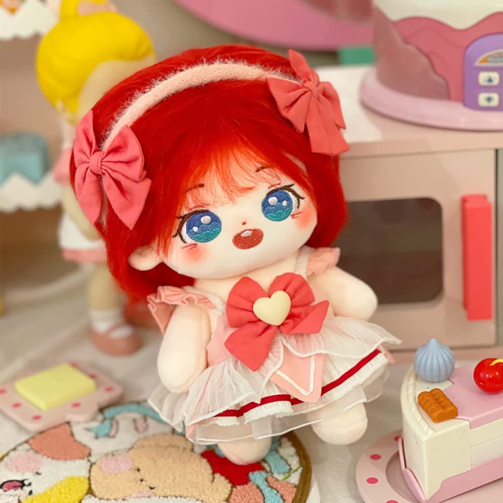 Niannyyhouse 20Cm Plush Doll Red Girl Humanoid Stuffed Body No Attribute 8' Normal Body Wearable Clothing Dress Up Gifts (A-32-With Skeleton)