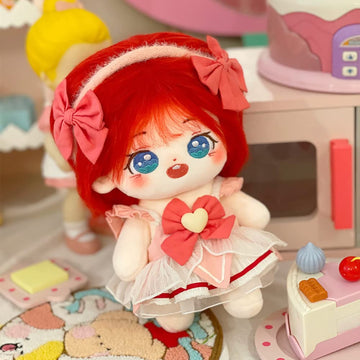 Niannyyhouse 20Cm Plush Doll Red Girl Humanoid Stuffed Body No Attribute 8' Normal Body Wearable Clothing Dress Up Gifts (A-32-With Skeleton)