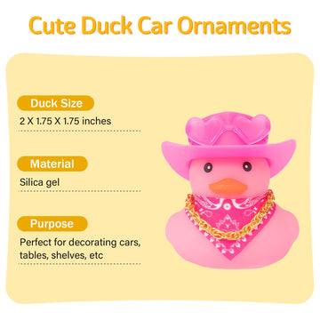 wonuu Car Dashboard West Cowboy Hat Colorful Rubber Ducks Decorations, Rubber Ducky for Car Ornament Cute Duck with Hat, Glasses