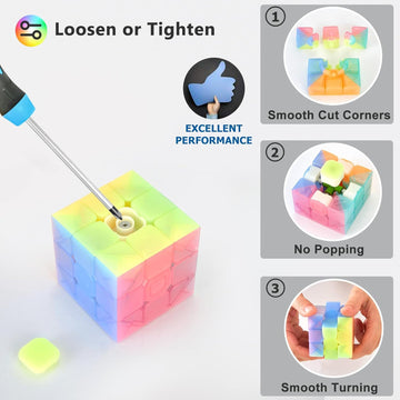 Vdealen 3X3X3 Speed Cube Set, 6 Pack Speed Cube Bulk Magic Cube Set, School Classroom Prize For Students Birthday Party Favors Stocking Stuffers Gifts For Kids Teens Adults(Jelly Stickerless)