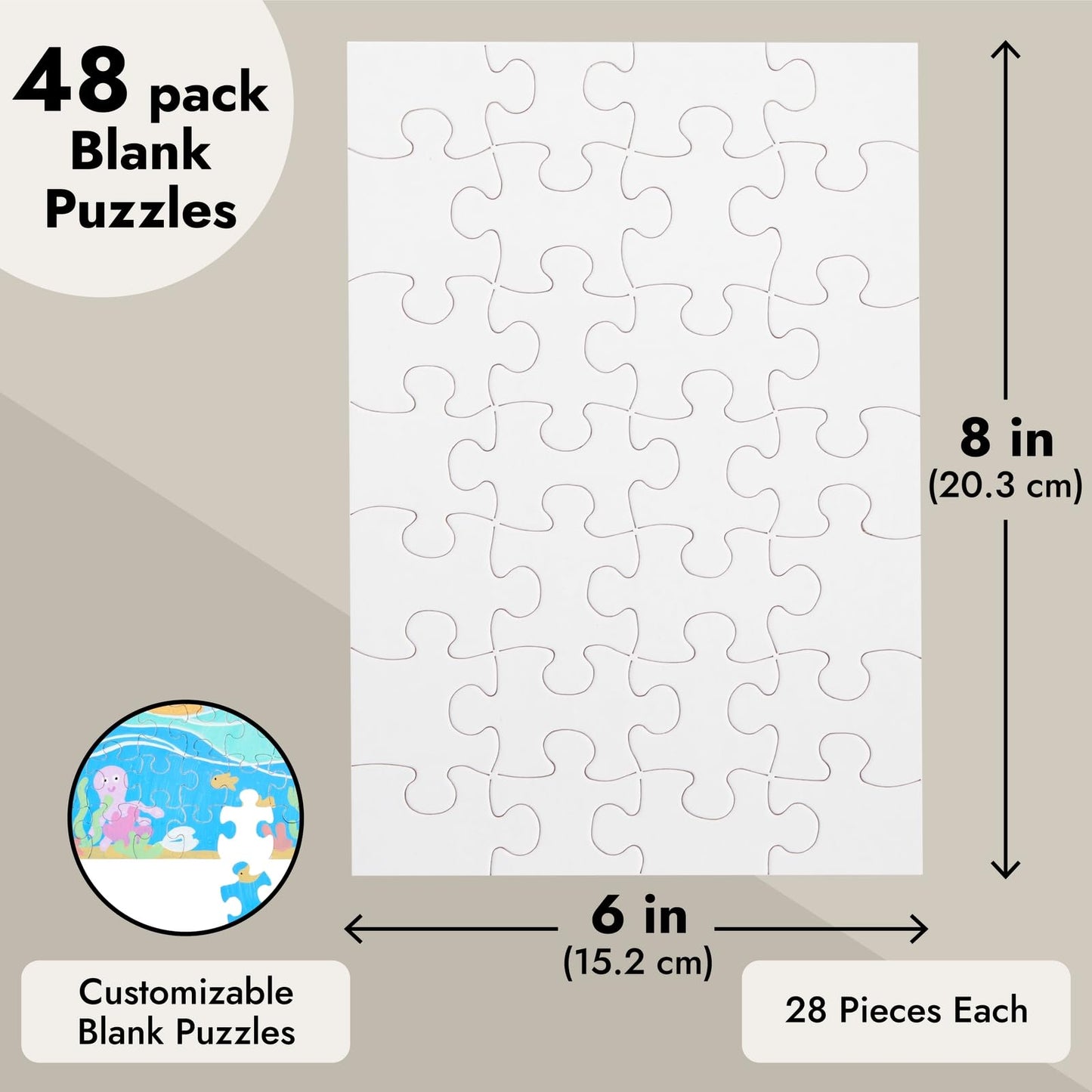 Juvale 48 Sheets Blank Puzzles To Draw On Bulk – 6X8 Inch Make Your Own Jigsaw Puzzle For Kids Crafts Projects (28 Pieces Each)