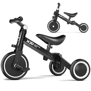 XJD 5 in 1 Toddler Bike, Tricycle for Toddlers 1-3 with Adjustable Seat Height, Removable Pedals, Ideal Balance Bike Birthday Gi