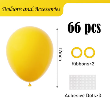 Voircoloria Lemon Yellow Balloons, 66Pack 12Inch Mustard Yellow Latex Party Balloons For Birthday Baby Shower Graduation Wedding