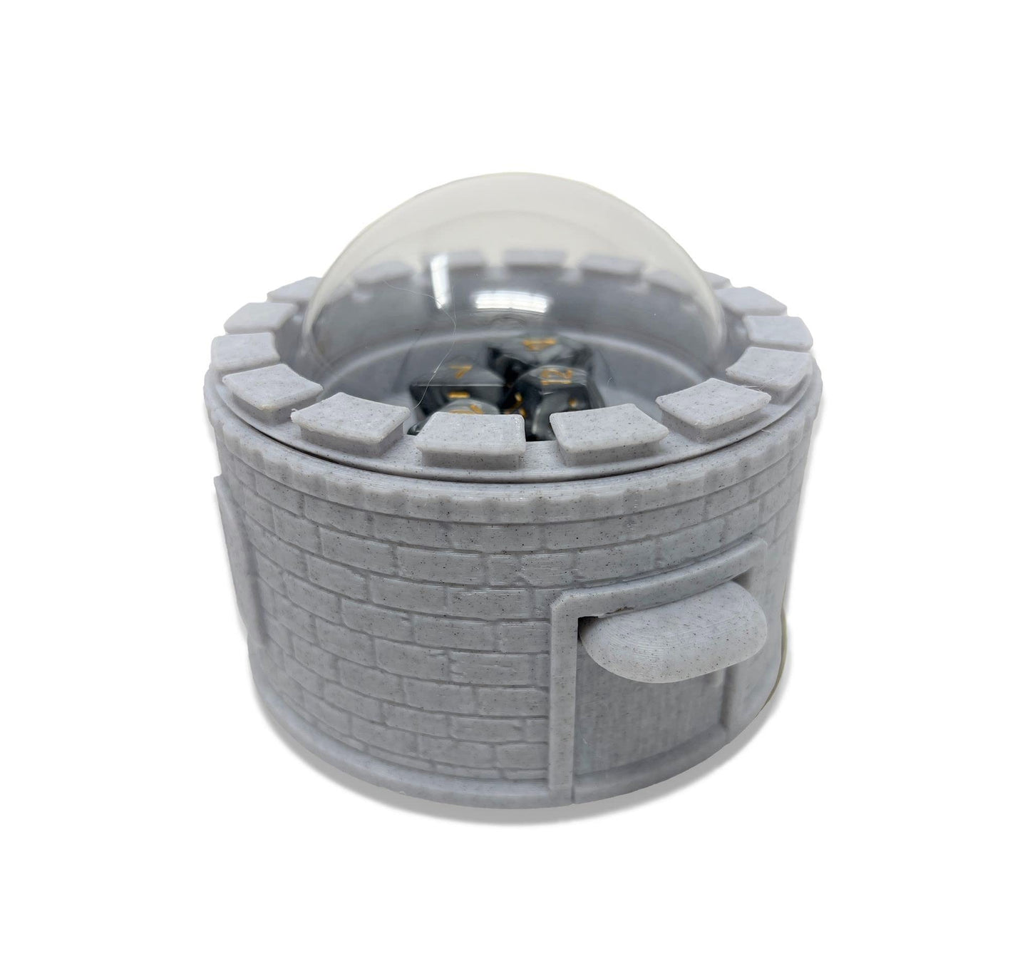 Munnygrubbers - Castle Dice Popper V2 - Dice Jail - For Ttrpg & Board Games - (Random 7Pcs D20 Dice Set Included) - Dice Roller - Dice Tower - Dice Holder - Dungeons And Dragons - Dnd - (Marble)