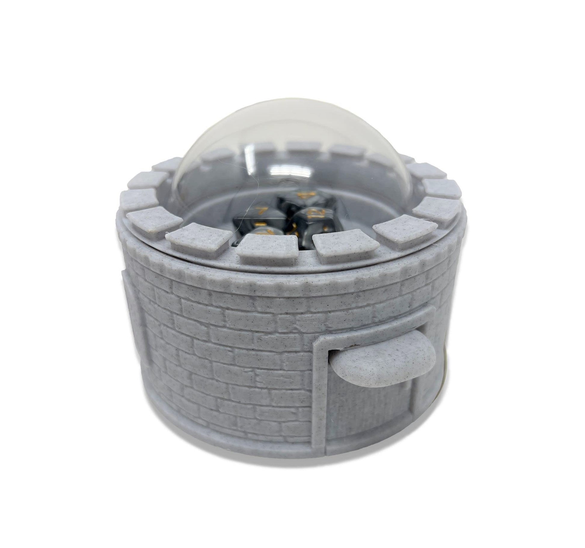Munnygrubbers - Castle Dice Popper V2 - Dice Jail - For Ttrpg & Board Games - (Random 7Pcs D20 Dice Set Included) - Dice Roller - Dice Tower - Dice Holder - Dungeons And Dragons - Dnd - (Marble)
