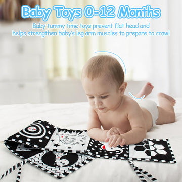 Cawgug Black And White High Contrast Soft Book For Babies 0-12 Months - Early Education Infant Tummy Time And Sensory Toys, Mont