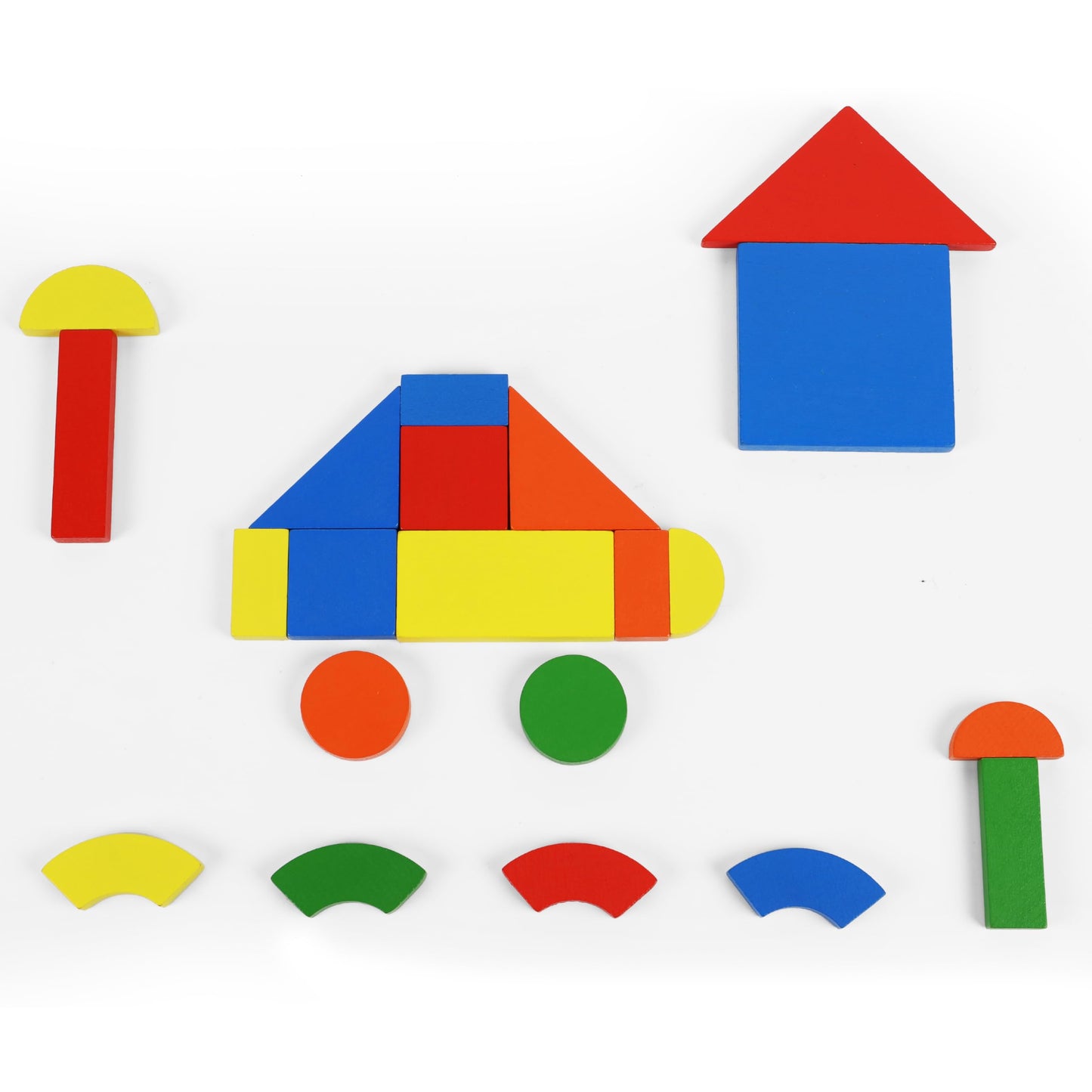 Wooden Magnetic Blocks Toys - Shape Pattern Building Block - Large Tangram Puzzles for Kids - Geometric Creative Development Toys Montessori Learning Material - Stocking Fillers Stuffers 3 Years