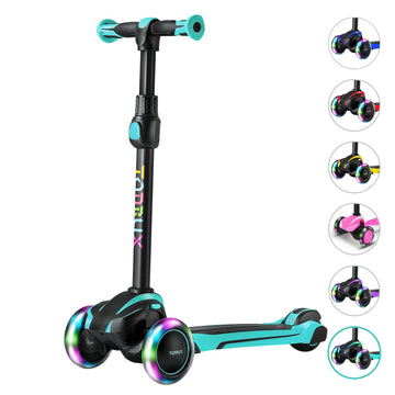 Tonbux Kids Scooter For Age 3-12, Toddler Scooter With 4 Adjustable Heights, Light Up 3-Wheels Scooter, Shock Absorption Design, Lean To Steer, Balance Training Scooter For Kids - Green