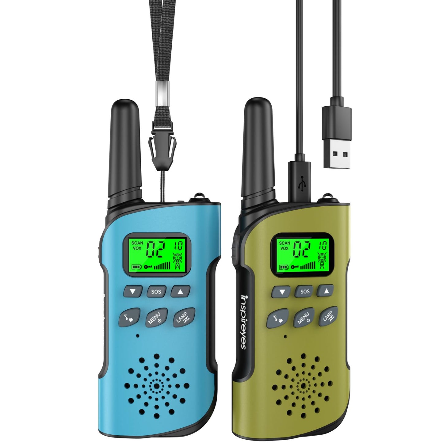 Inspireyes Walkie Talkies For Kids Rechargeable, 48 Hours Working Time 2 Way Radio Long Range, Outdoor Camping Games Toy Birthday Xmas Gift For Boys Age 8-12 3-5, 2 Pack