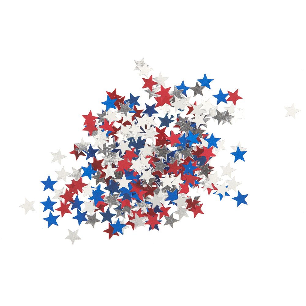 Unique , White & Blue Star Foil Confetti, 1ct, Red, White, and Blue