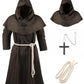 Knelor Kids Medieval Friar Monk Hooded Robe Renaissance Priest Hooded Robe Cloak Halloween Cosplay Costume