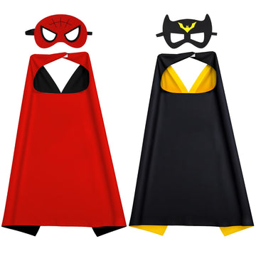 Riorand Superhero Capes And Mask For Kids,Superhero Costume Boys Grils Christmas Halloween Cosplay For 3-10 Years Old 2Pcs (Red+Black)