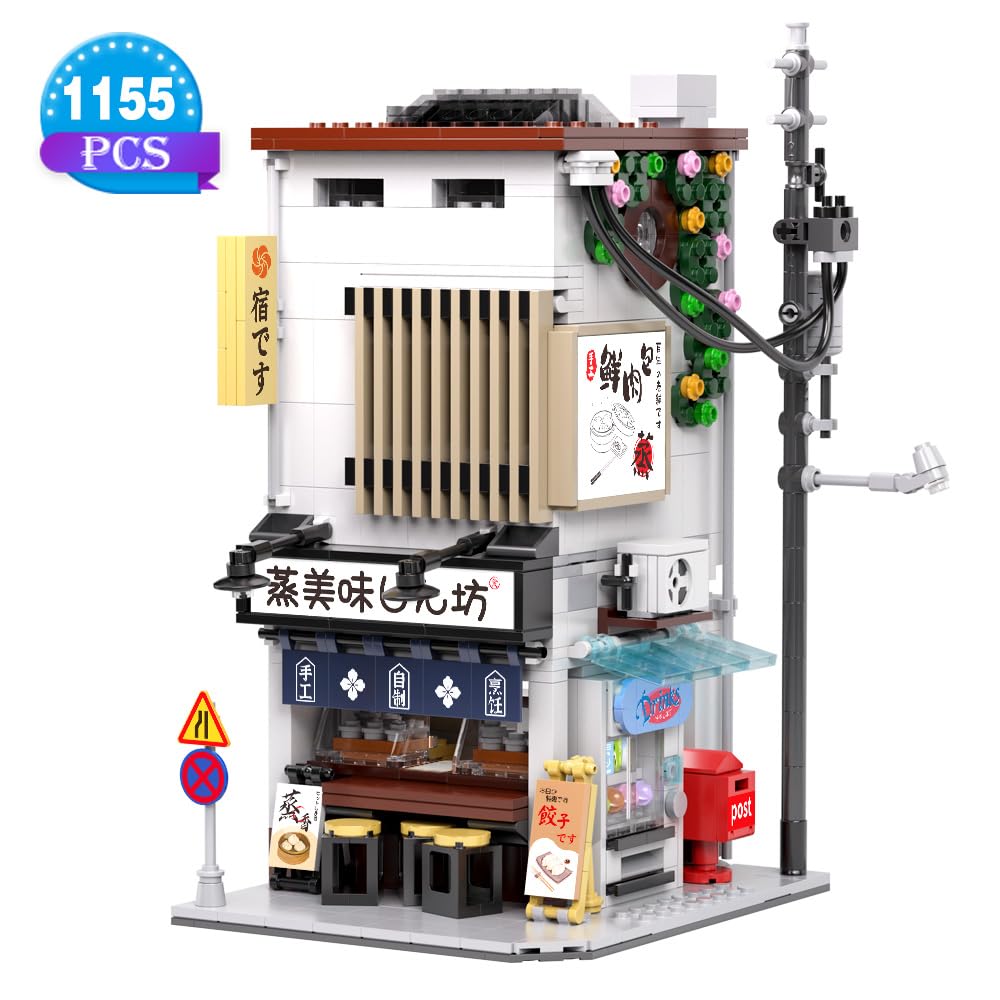 Ravayo Japanese Street View Baozi Shop Building Blocks Toy - 1155Pcs Mini Brick Simulation Architecture Construction Toy